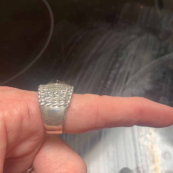 JAI Sterling Silver black spinel cigar band Ring - Picture 2 of 2